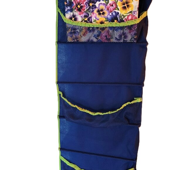 Hanging Shoe Closet Organizer | 10-Shelf | Side Pockets | Blue/Green - Picture 3 of 6